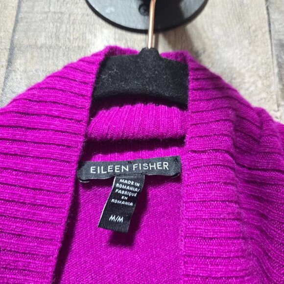 Eileen Fisher Magenta Cashmere Turtleneck Sweater - Picture 3 of 4
